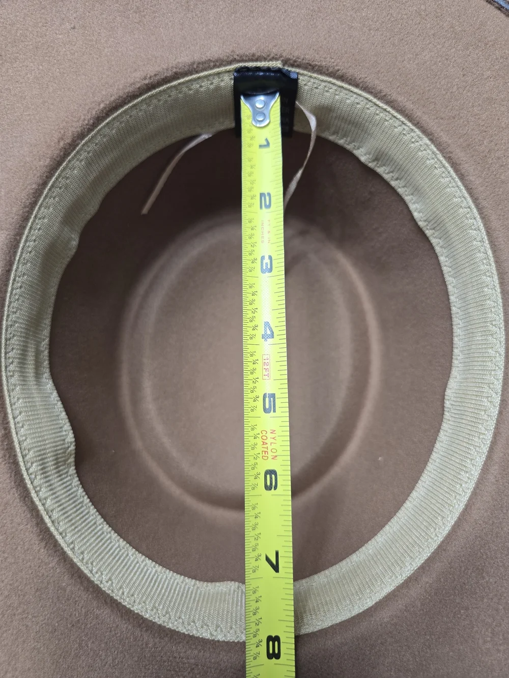 Camel Women's Wool Felt Boater Hat with Leather Band